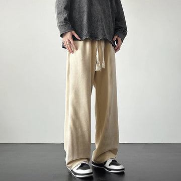 Riolio Winter Thickened Pants Men Warm Oversized Wide Leg Pants Men Streetwear Loose Straight Pants Mens Black Beige Thick Trousers